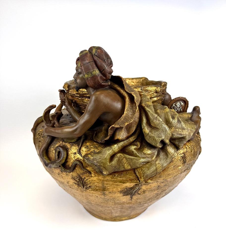 Early 20th-century oriental terracotta sculptural jardinière / cachepot.
