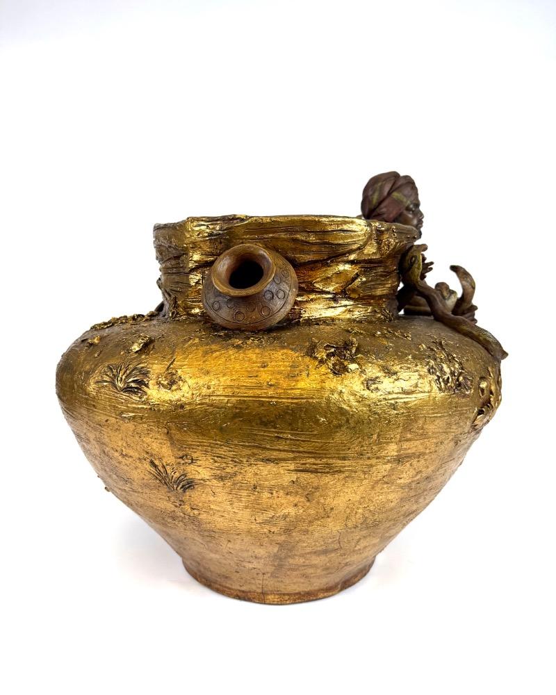 Early 20th-century oriental terracotta sculptural jardinière / cachepot.