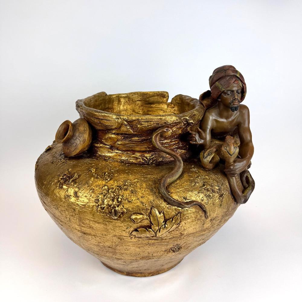 Early 20th-century oriental terracotta sculptural jardinière / cachepot.