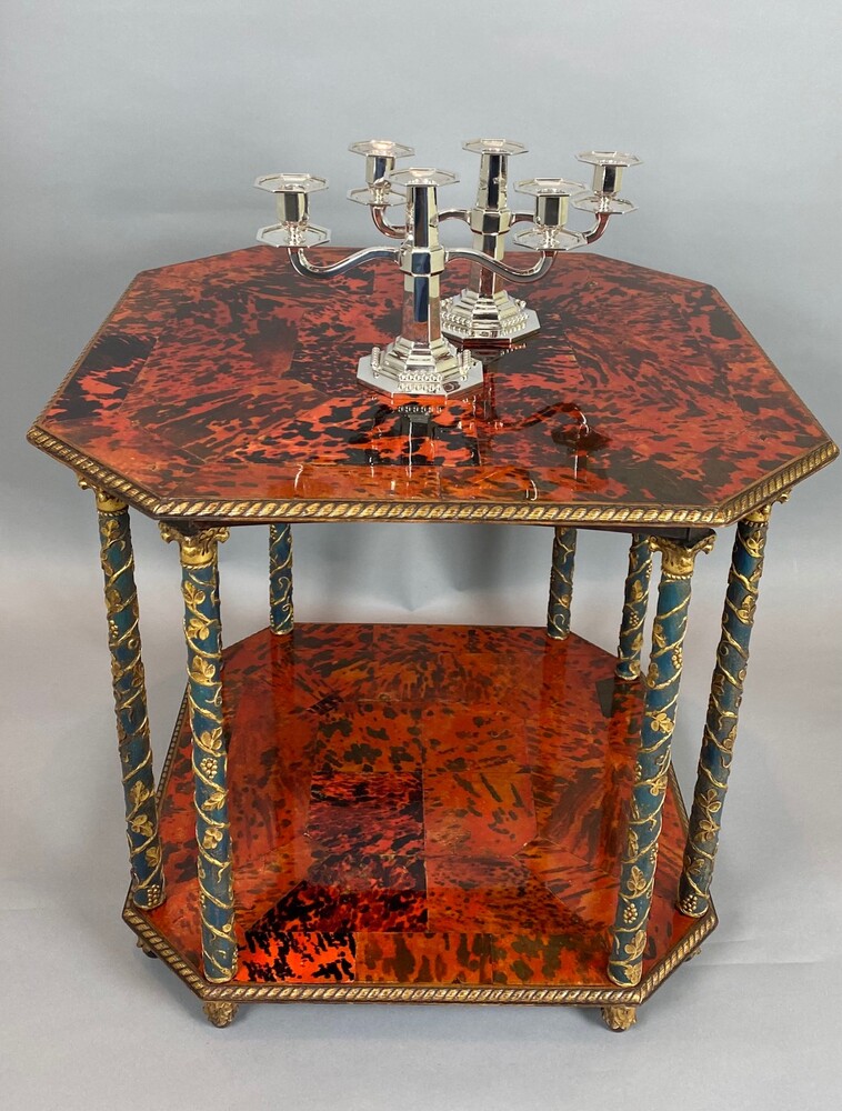 A beautiful Art Deco octagon tortoise shell table by Maison Franck