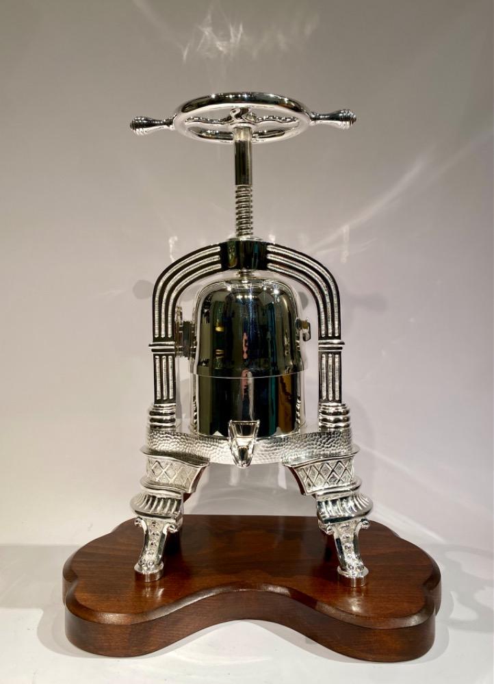 A beautiful early 20th century silver plated Duck press / Lobster press  