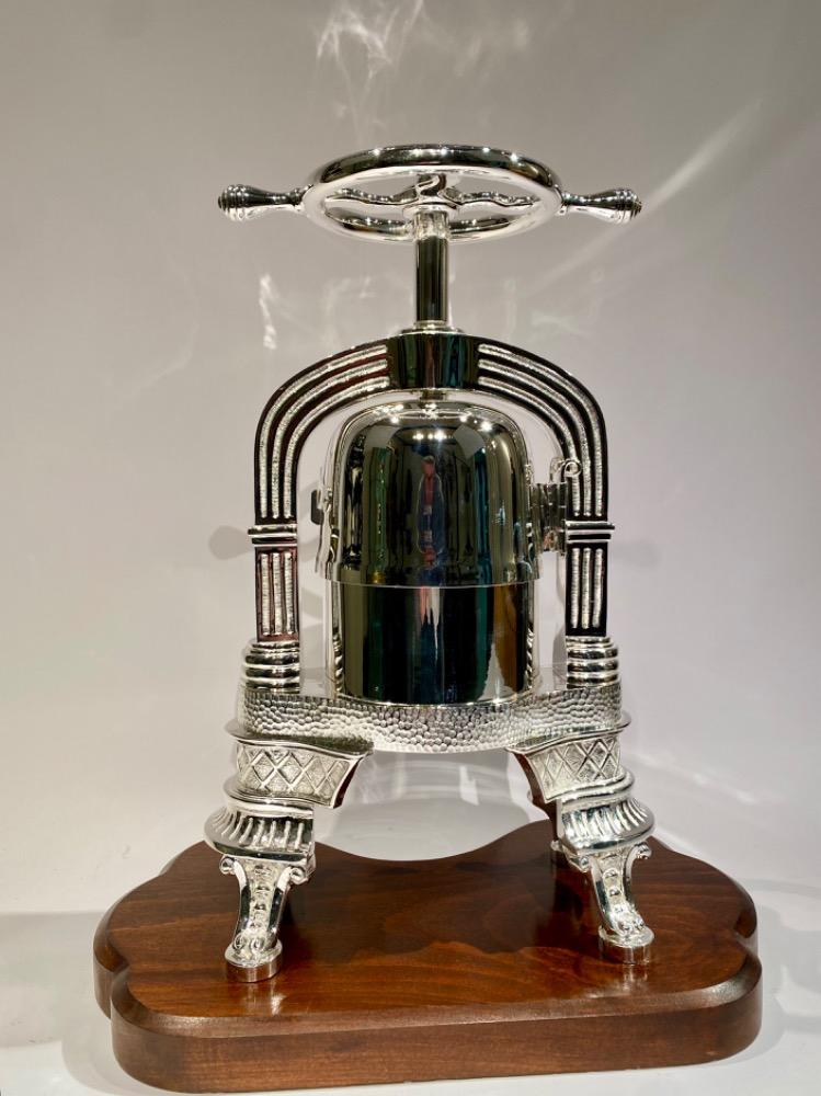 A beautiful early 20th century silver plated Duck press / Lobster press  