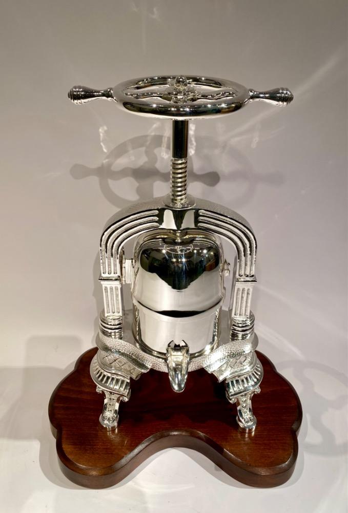 A beautiful early 20th century silver plated Duck press / Lobster press  