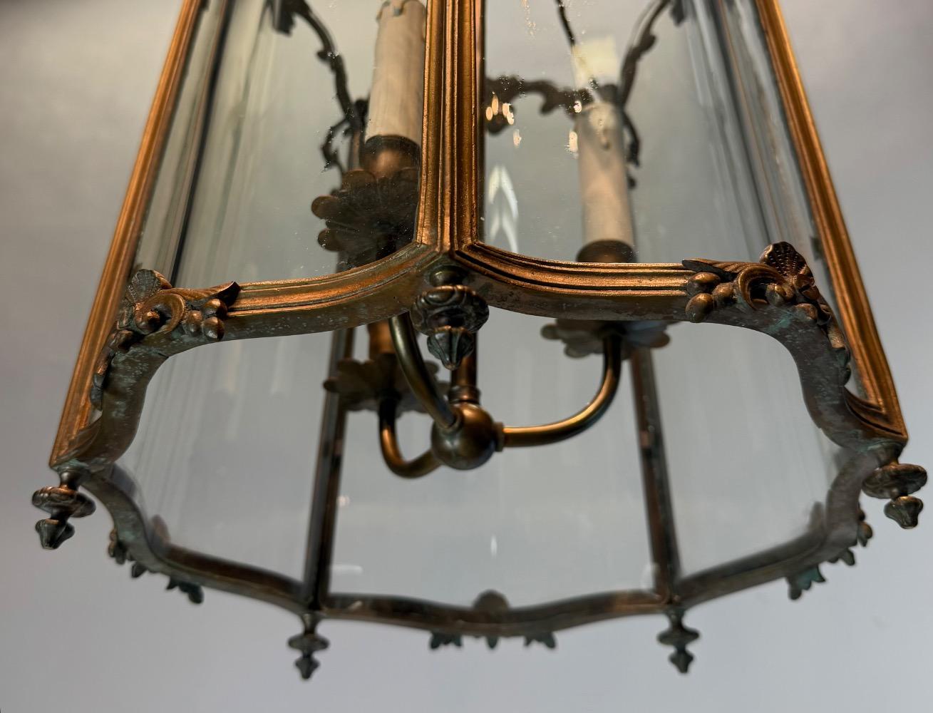 A bronze Louis XVI style lantern