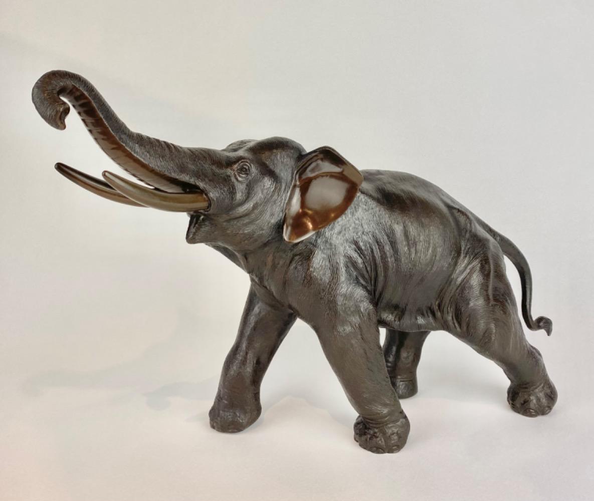 A fine Japanese bronze sculpture of a elephant, Meiji period, Japan, XIXth Century.