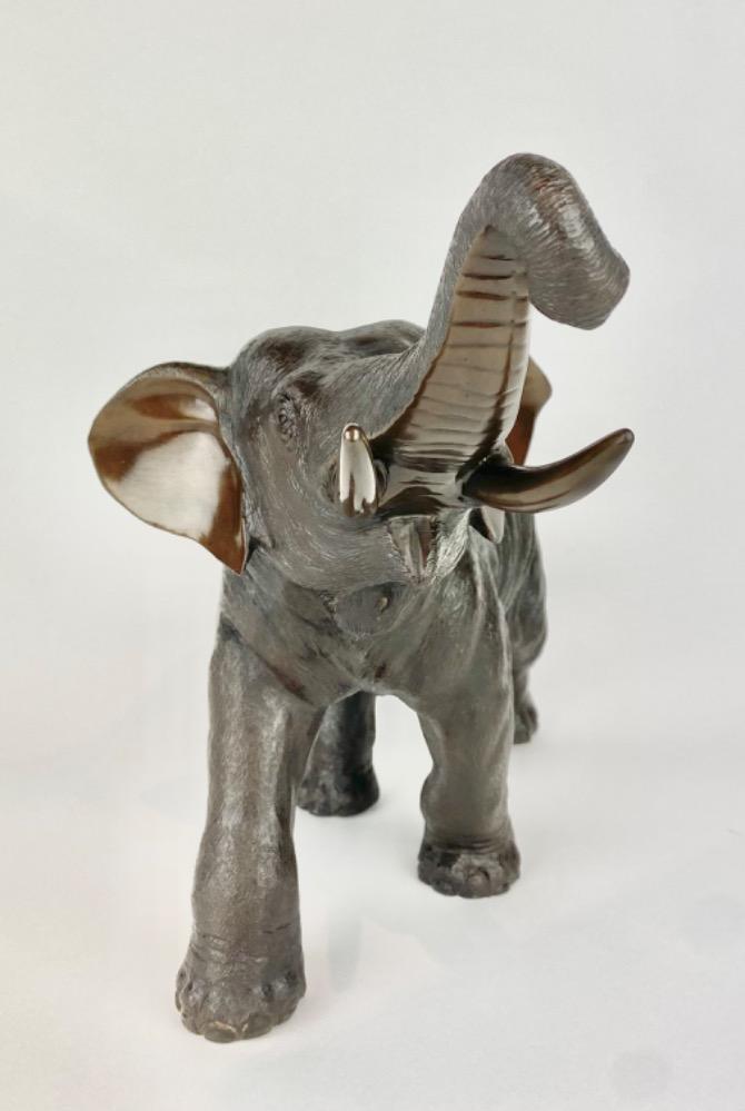 A fine Japanese bronze sculpture of a elephant, Meiji period, Japan, XIXth Century.