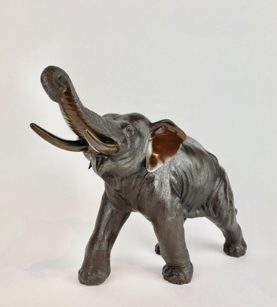 A fine Japanese bronze sculpture of a elephant, Meiji period, Japan, XIXth Century.