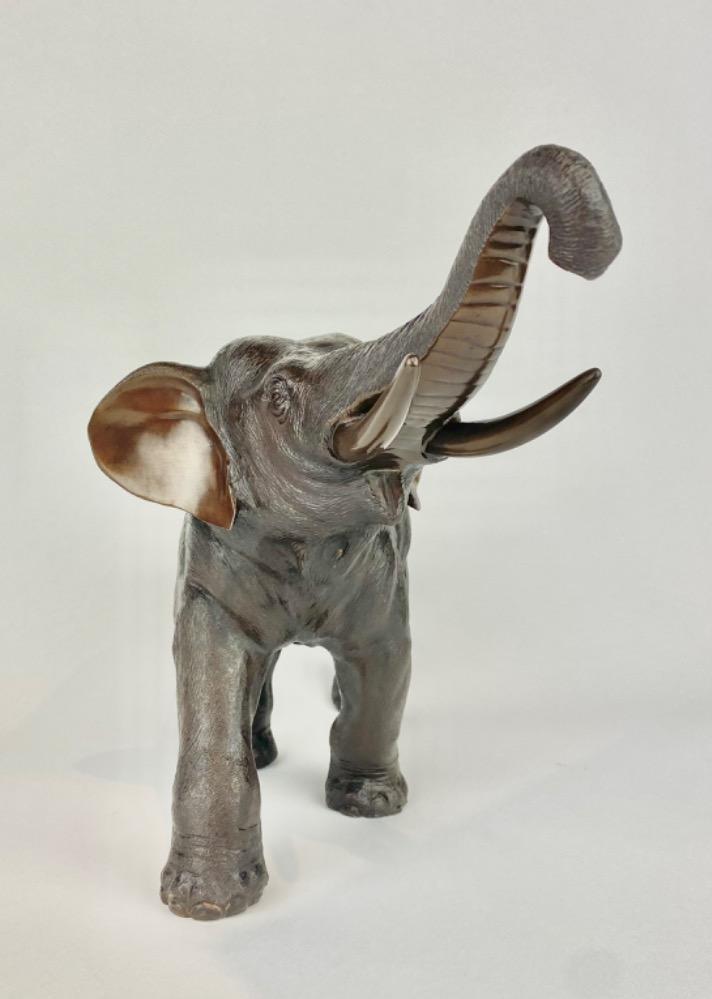 A fine Japanese bronze sculpture of a elephant, Meiji period, Japan, XIXth Century.