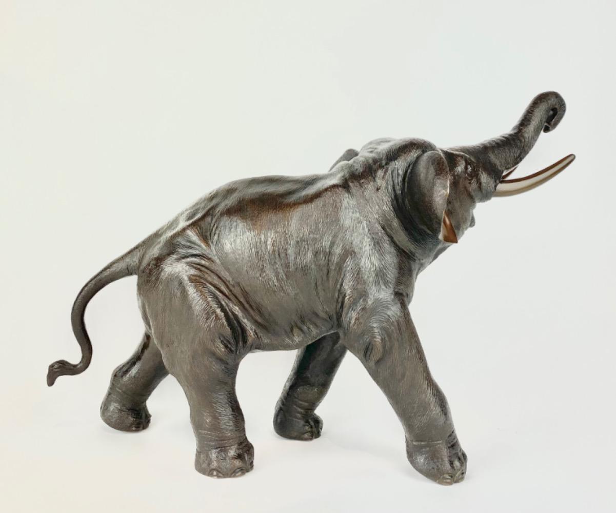 A fine Japanese bronze sculpture of a elephant, Meiji period, Japan, XIXth Century.