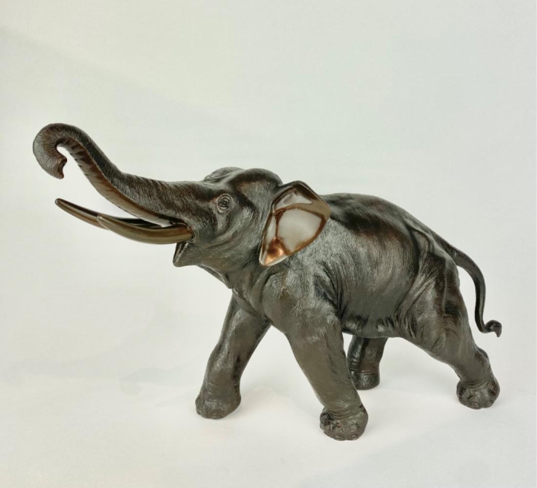 A fine Japanese bronze sculpture of a elephant, Meiji period, Japan, XIXth Century.