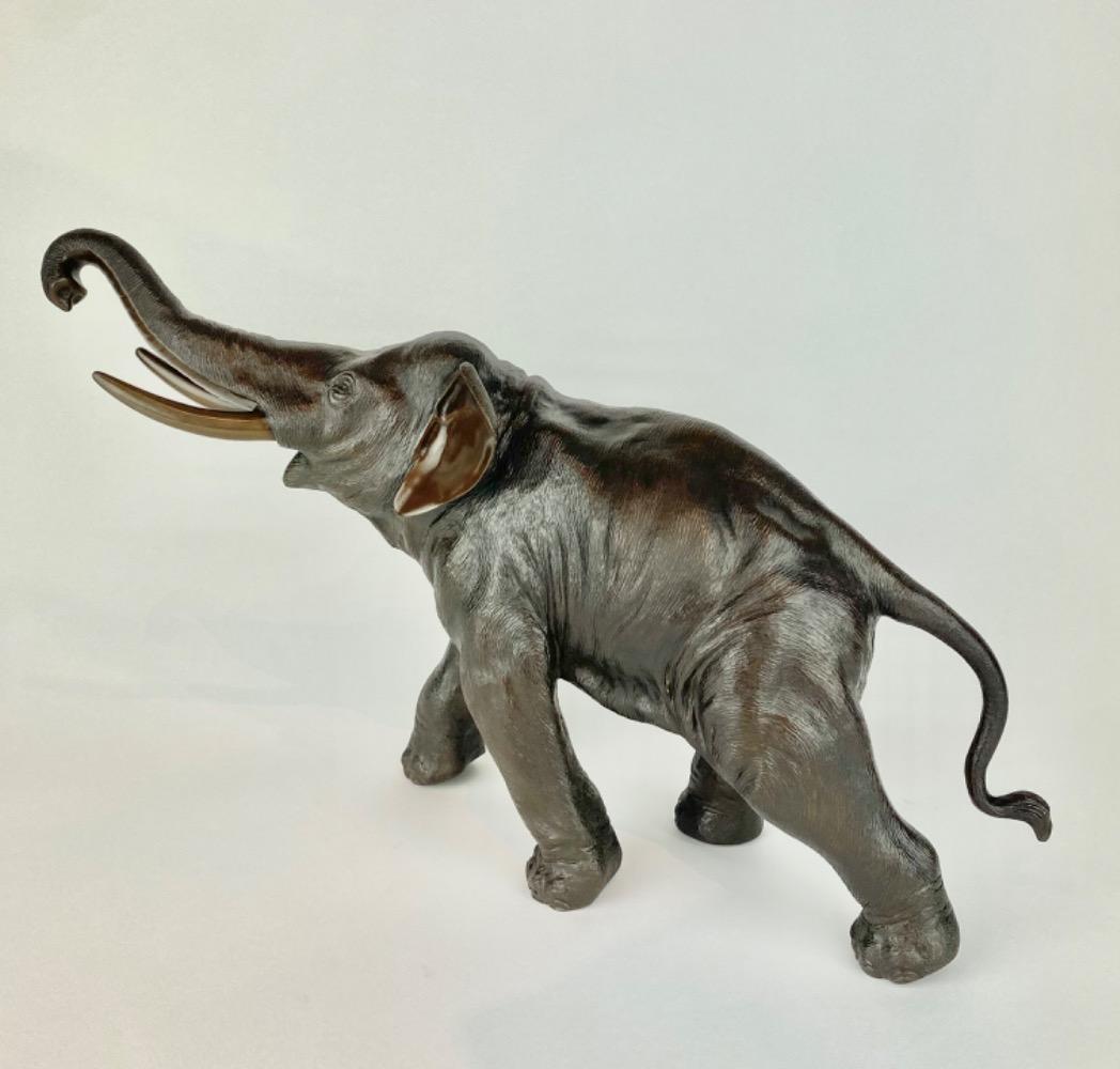 A fine Japanese bronze sculpture of a elephant, Meiji period, Japan, XIXth Century.