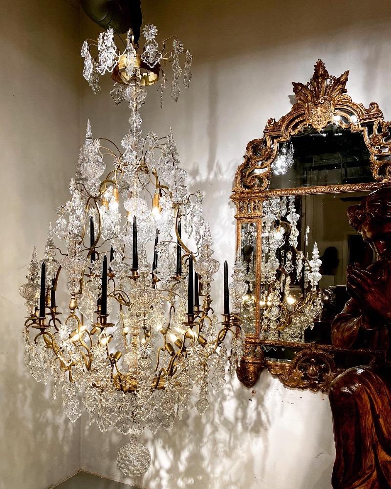 A large 19th century crystal chandelier. 