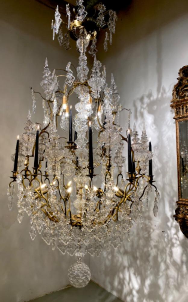 A large 19th century crystal chandelier. 