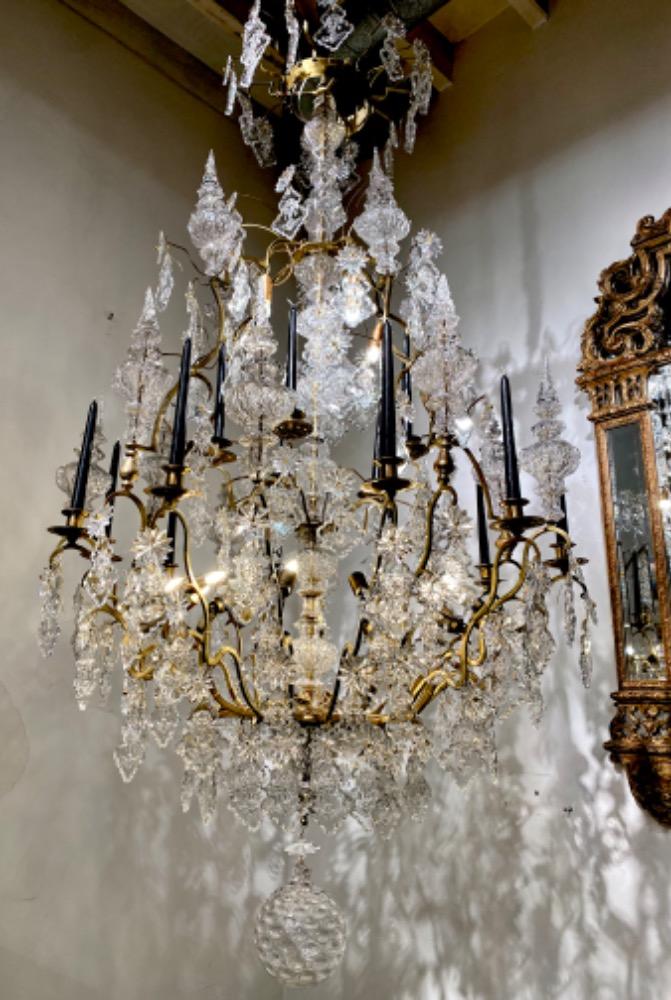 A large 19th century crystal chandelier. 