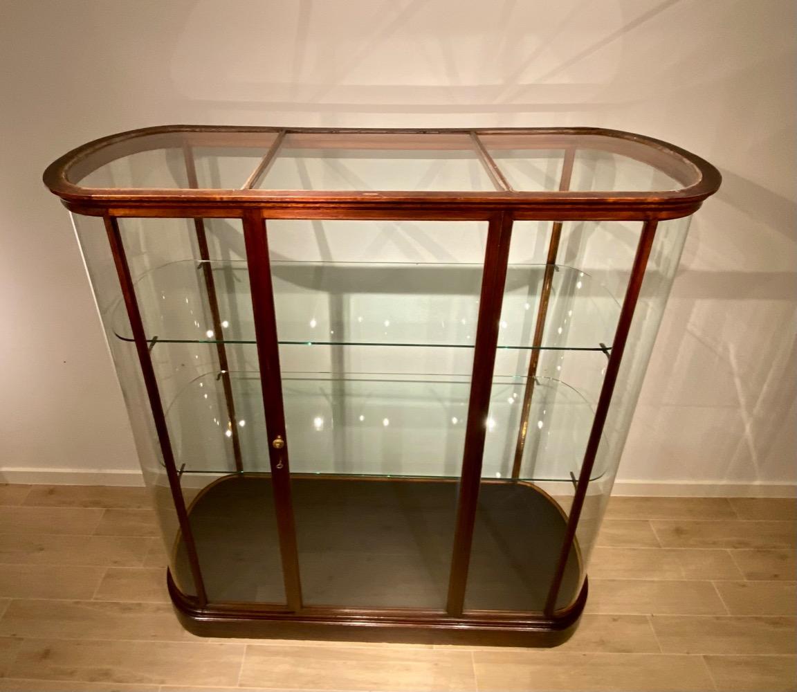 A late 19thC free standing mahogany display cabinet.