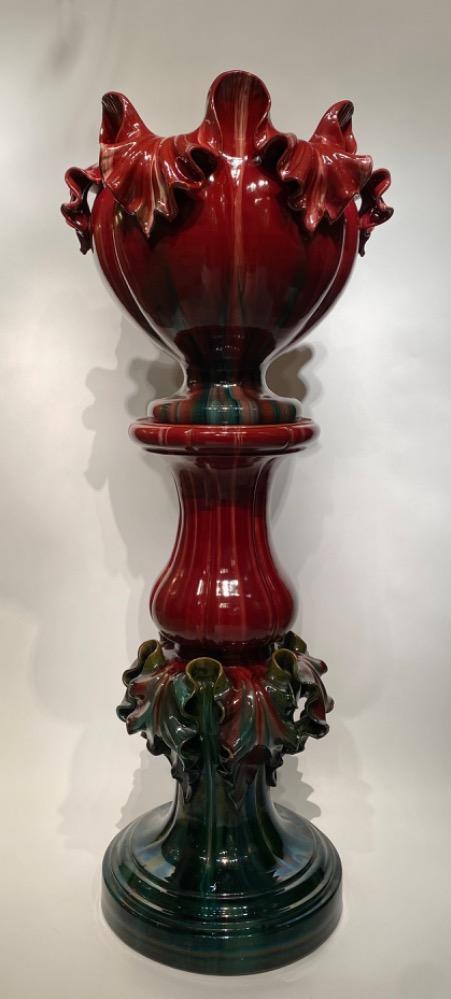 A late 19thC Majolica jardinière and stand by Jérôme Massier
