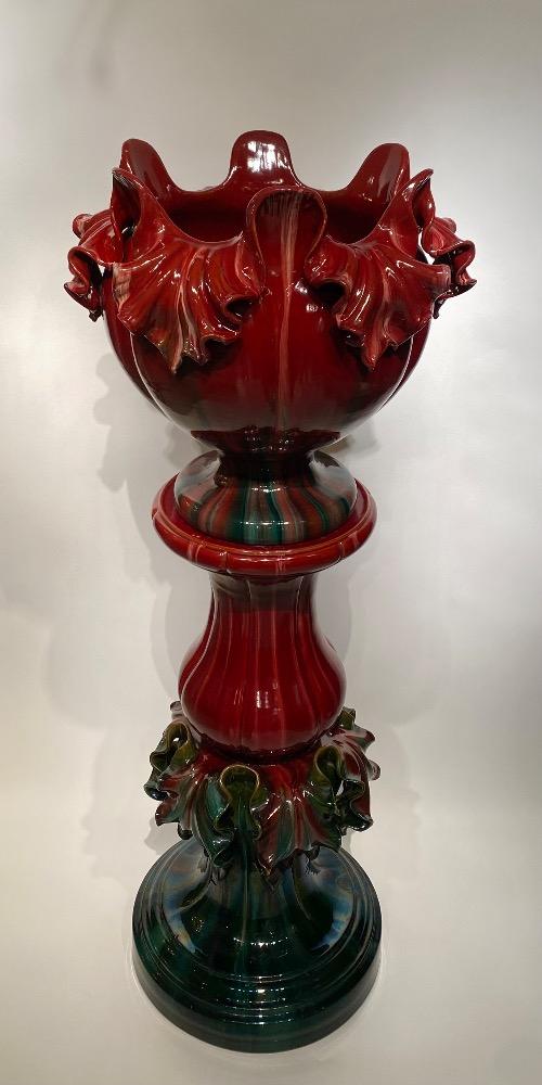 A late 19thC Majolica jardinière and stand by Jérôme Massier