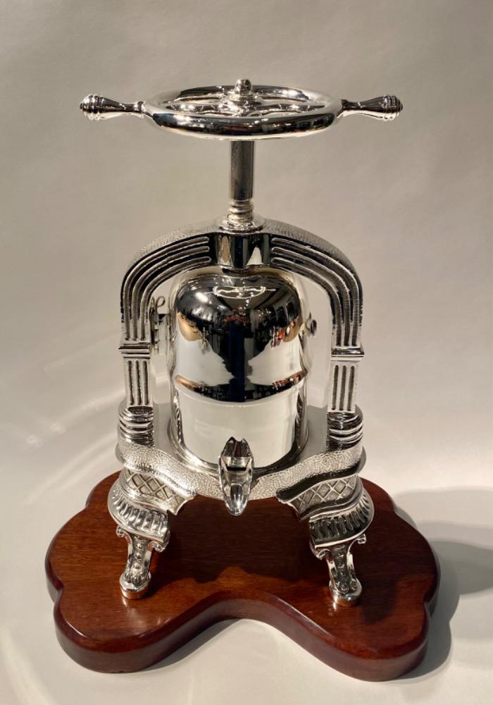 A silver plated Duck press / Lobster press. 