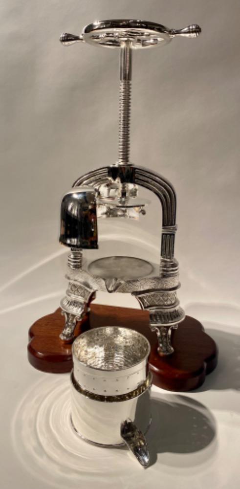 A silver plated Duck press / Lobster press. 