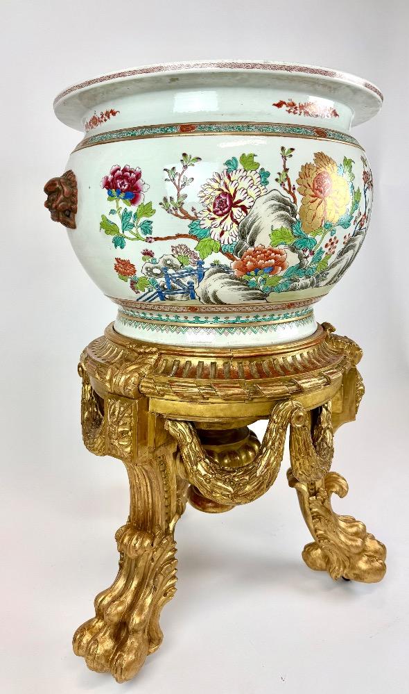 A superb 19thC Samson Paris famille rose fish-bowl/ jardinière 