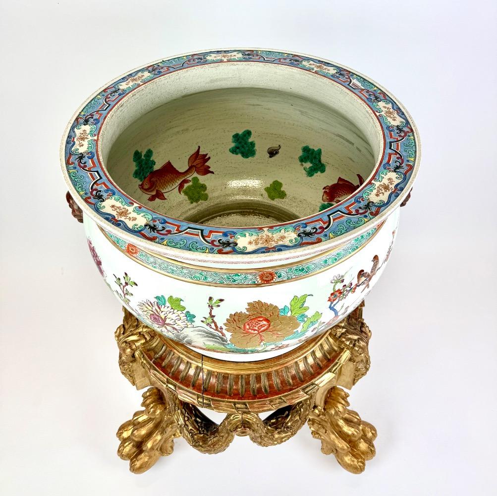 A superb 19thC Samson Paris famille rose fish-bowl/ jardinière 