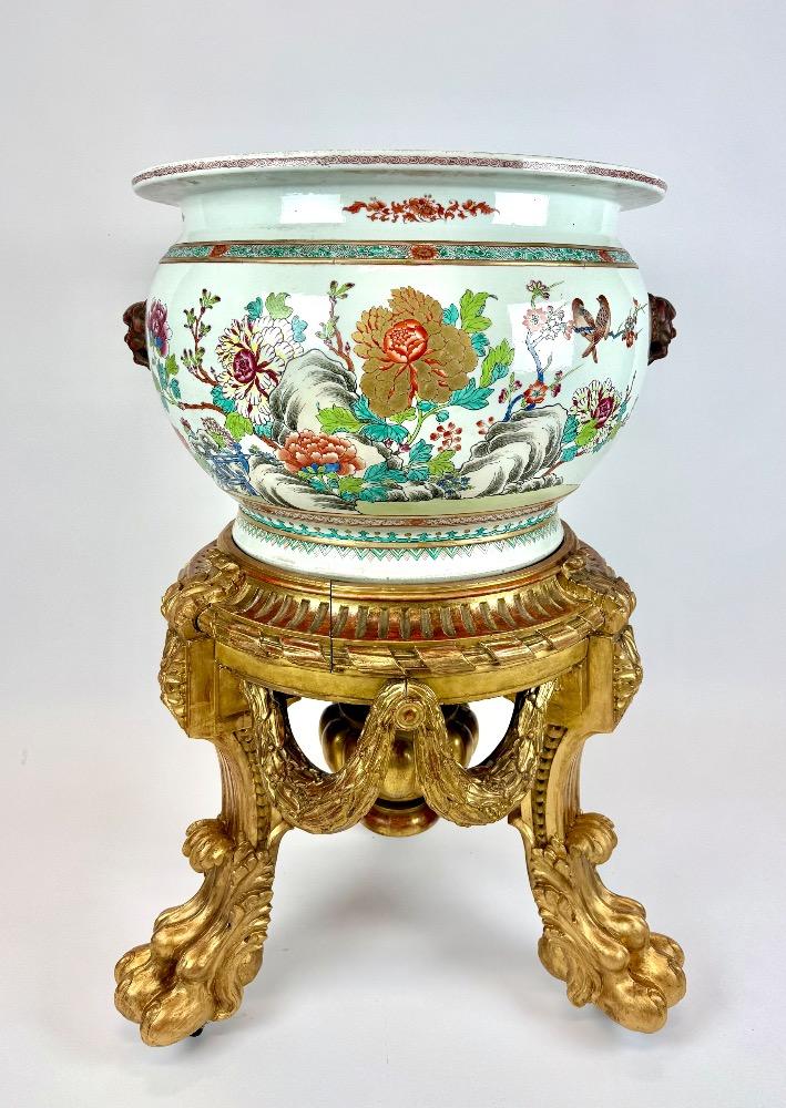 A superb 19thC Samson Paris famille rose fish-bowl/ jardinière 