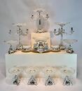 A Victorian 19thC silver plated bronze and crystal ten-piece table garniture by Mappin & Webb, London.