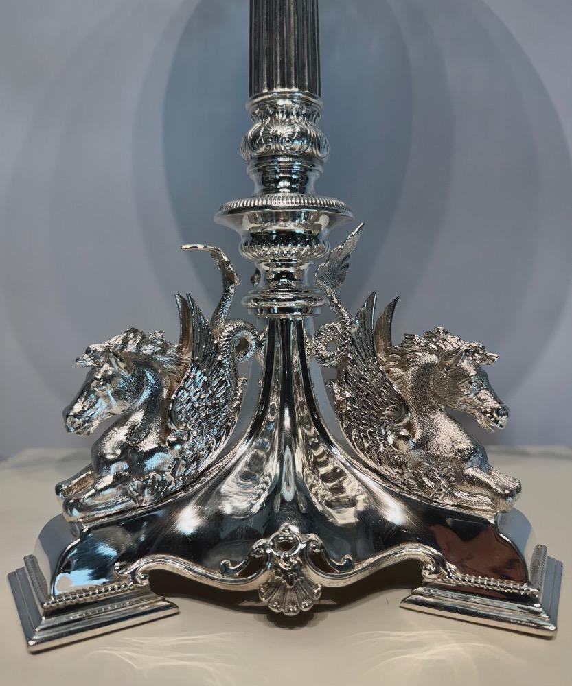 A Victorian 19thC silver plated bronze and crystal ten-piece table garniture by Mappin & Webb, London.