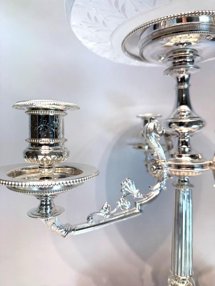 A Victorian 19thC silver plated bronze and crystal ten-piece table garniture by Mappin & Webb, London.