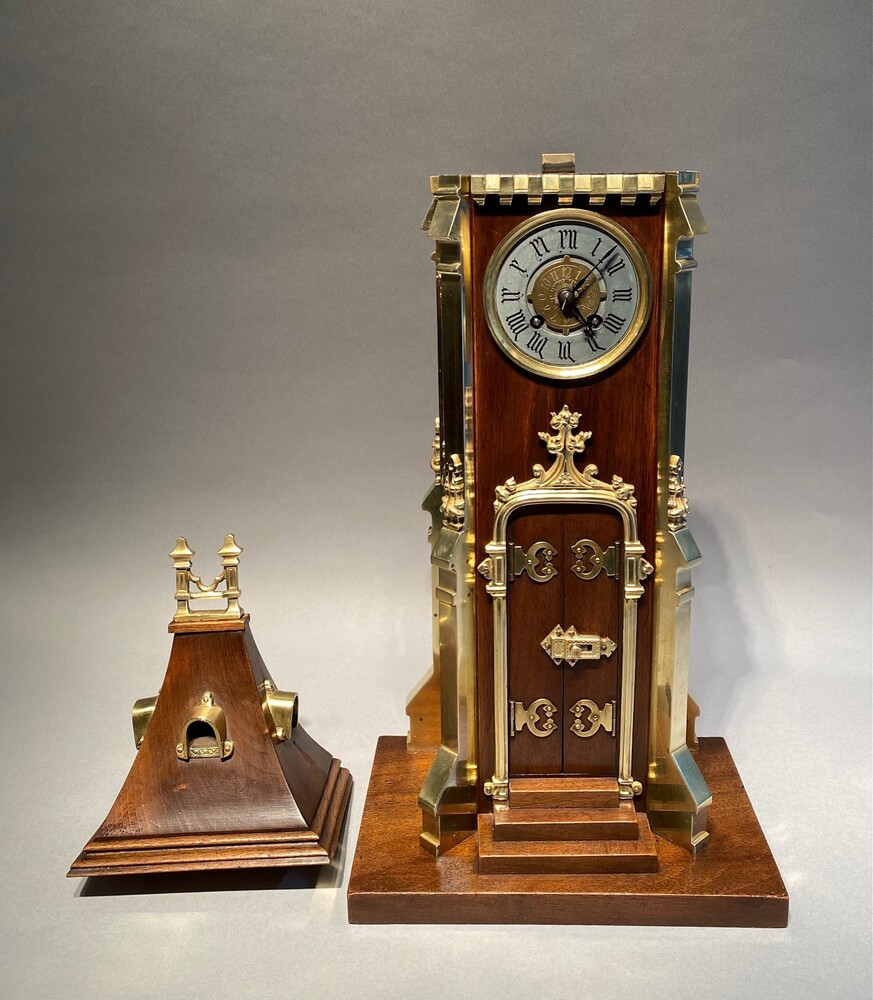 An early 20thC.  scale model of a clock tower.