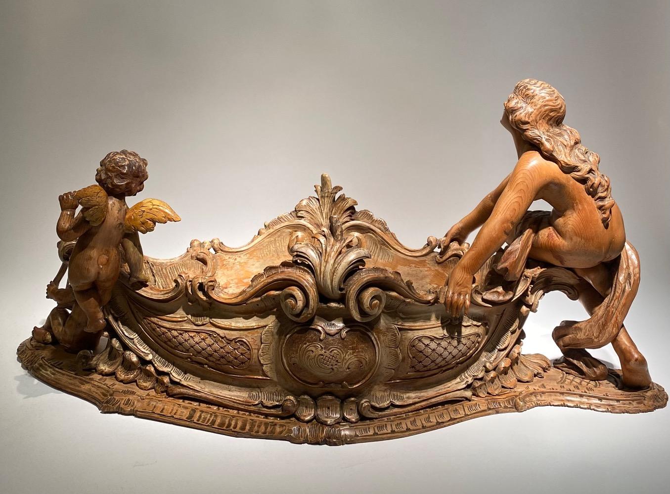An exceptional large 19thC. (106cm/ 41.73inch.) carved jardinière. 
