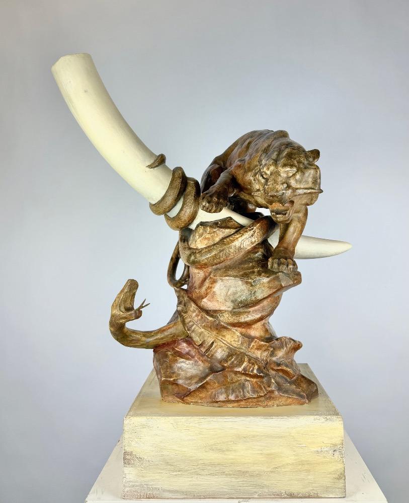 An important plaster cast by Alfons Lambert Baggen (Geleen 1862-1937 Borgerhout). Circa 1900-1920s  Signed A. Baggen.