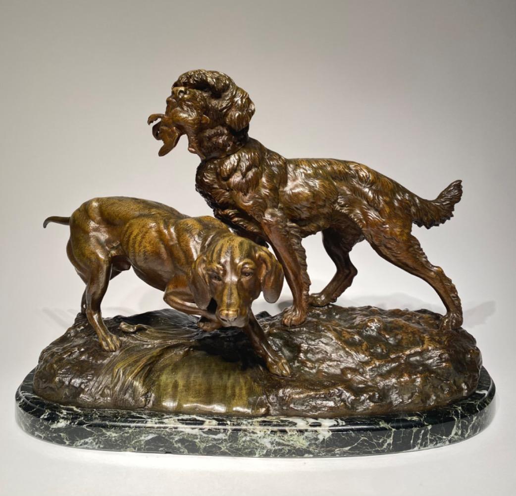 Bronze by Ferdinand PAUTROT (1832-1894). Griffin and Braque