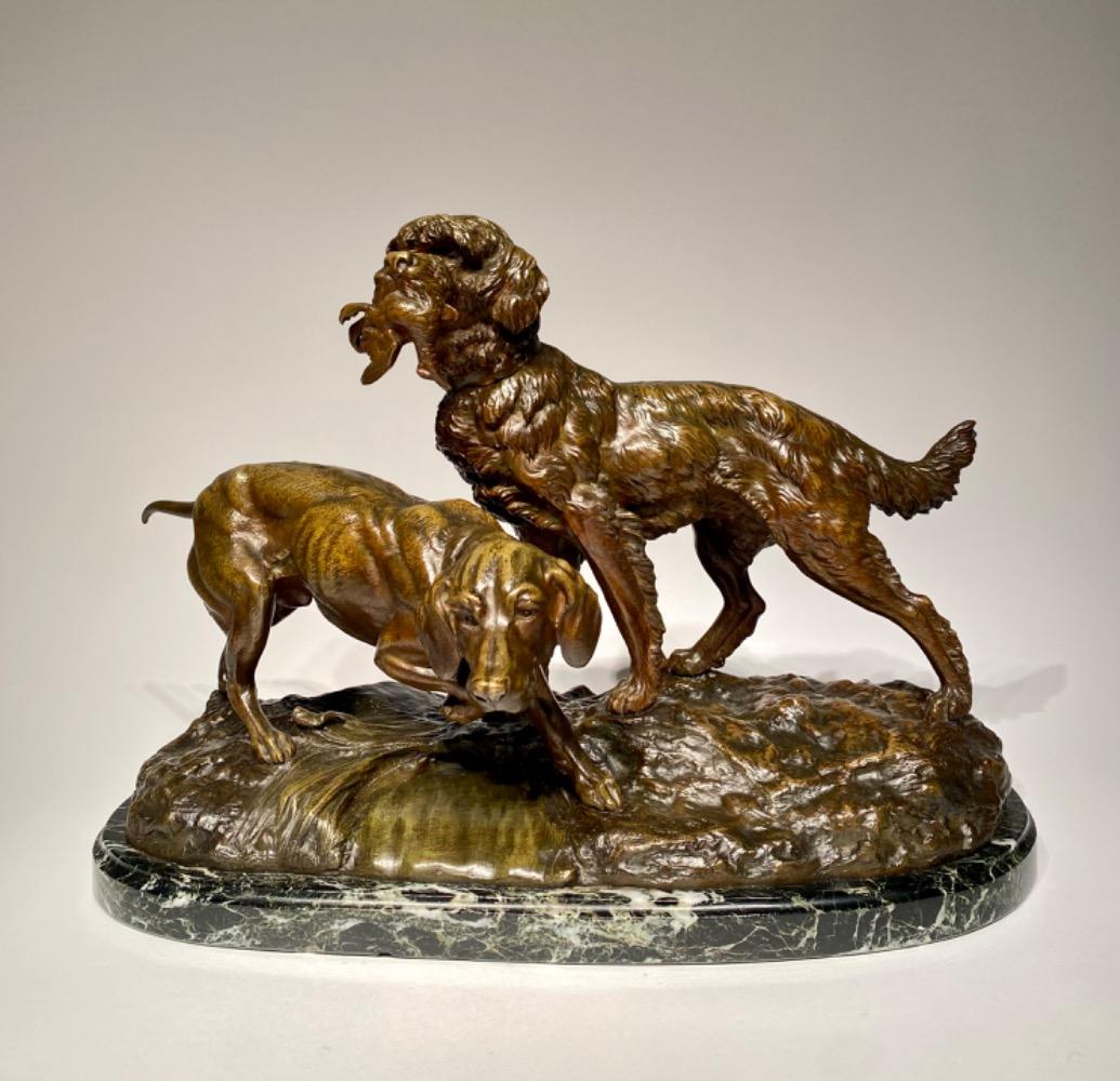 Bronze by Ferdinand PAUTROT (1832-1894). Griffin and Braque