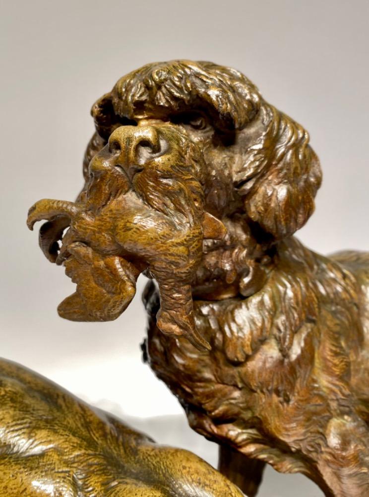 Bronze by Ferdinand PAUTROT (1832-1894). Griffin and Braque