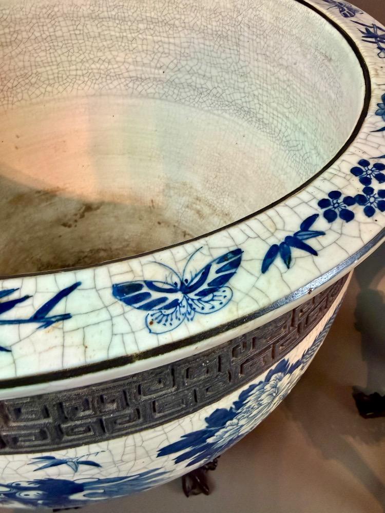 Important Pair of Nankin Planters with Carved Hardwood Stands - China, circa 1880-1900, Late 19th Century