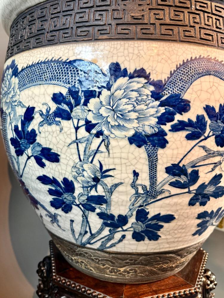 Important Pair of Nankin Planters with Carved Hardwood Stands - China, circa 1880-1900, Late 19th Century