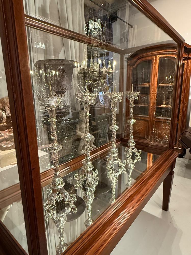 Large mahogany museum vitrine 
