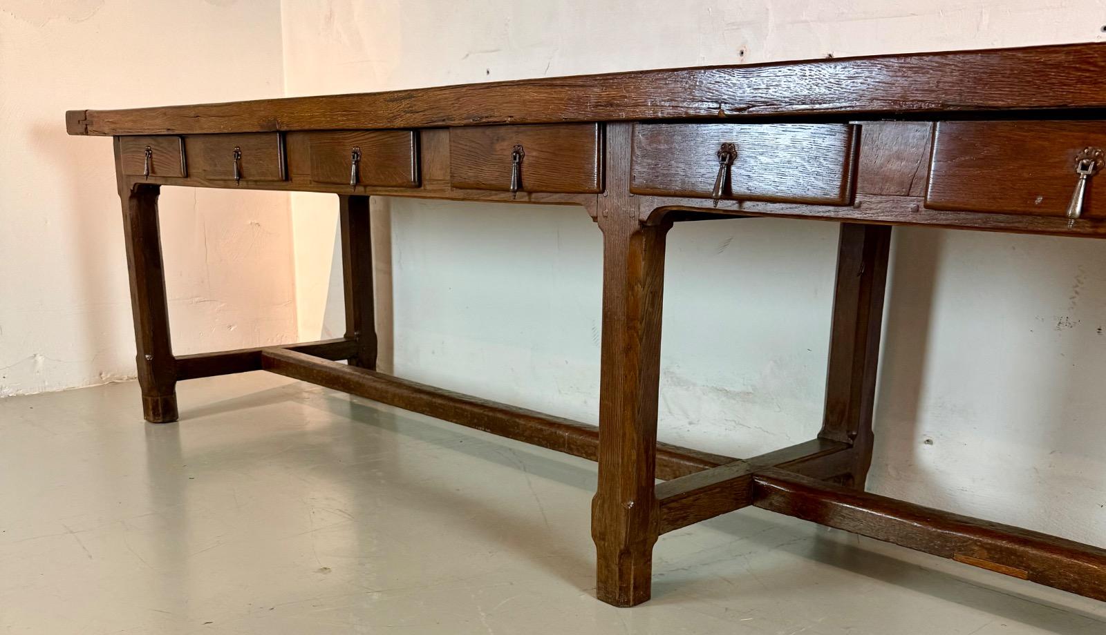 Large oak refectory table