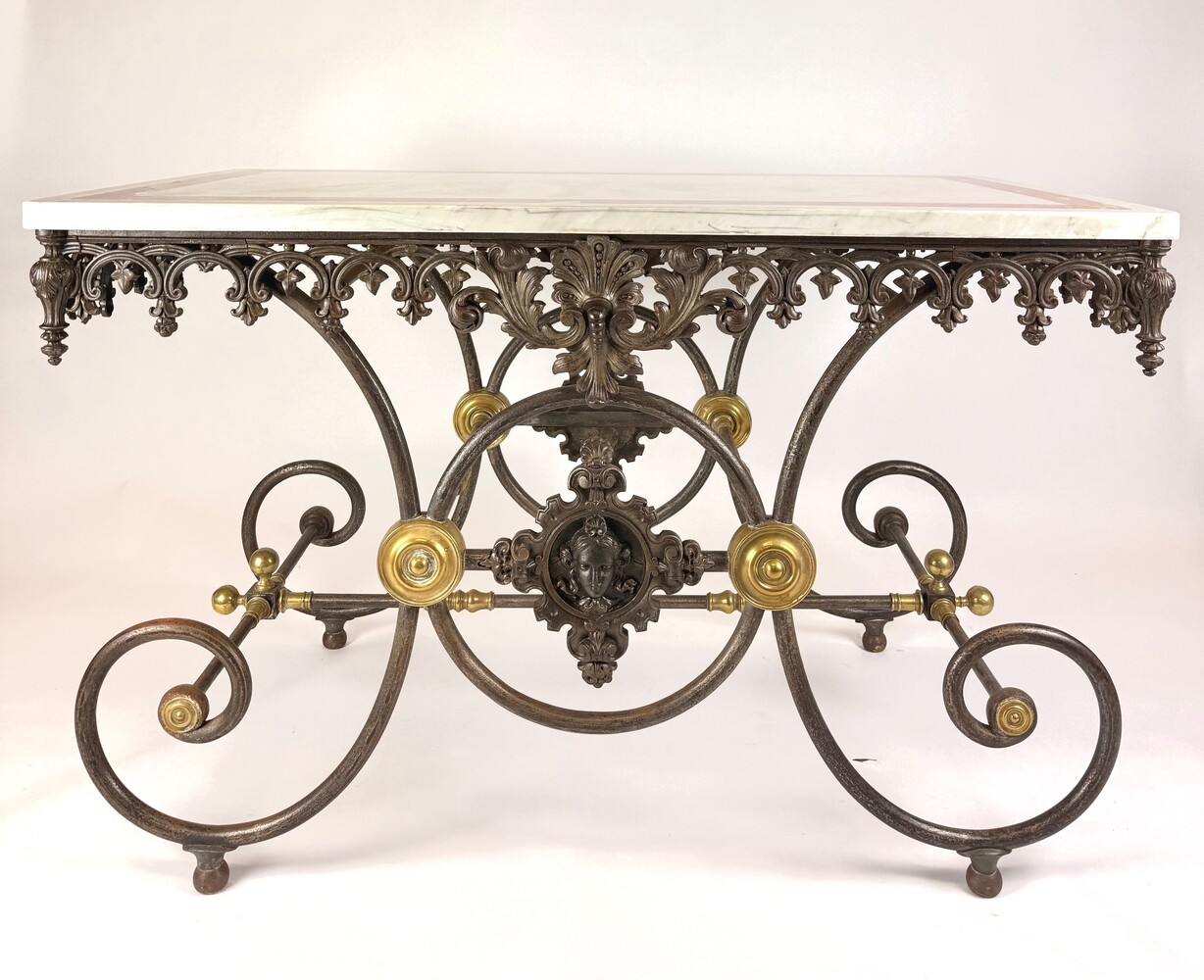 Late 19th-Century French Wrought Iron Butcher’s Table /Table de boucher