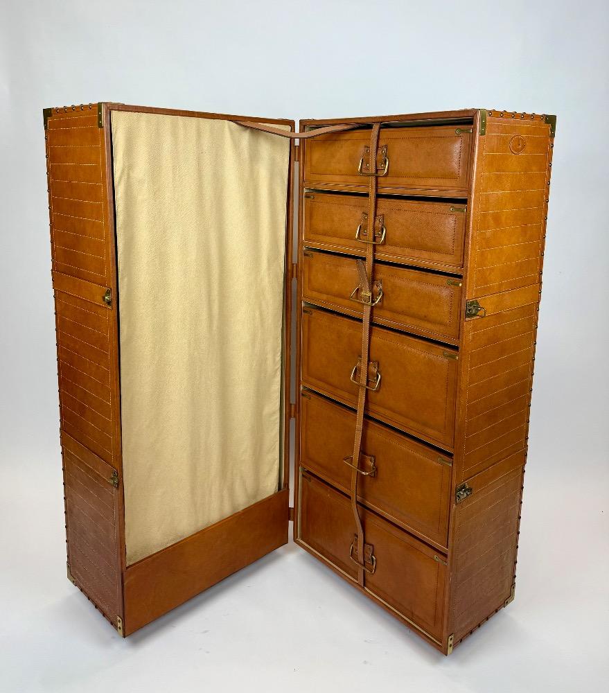 Leather wardrobe trunk by Lancetti. 