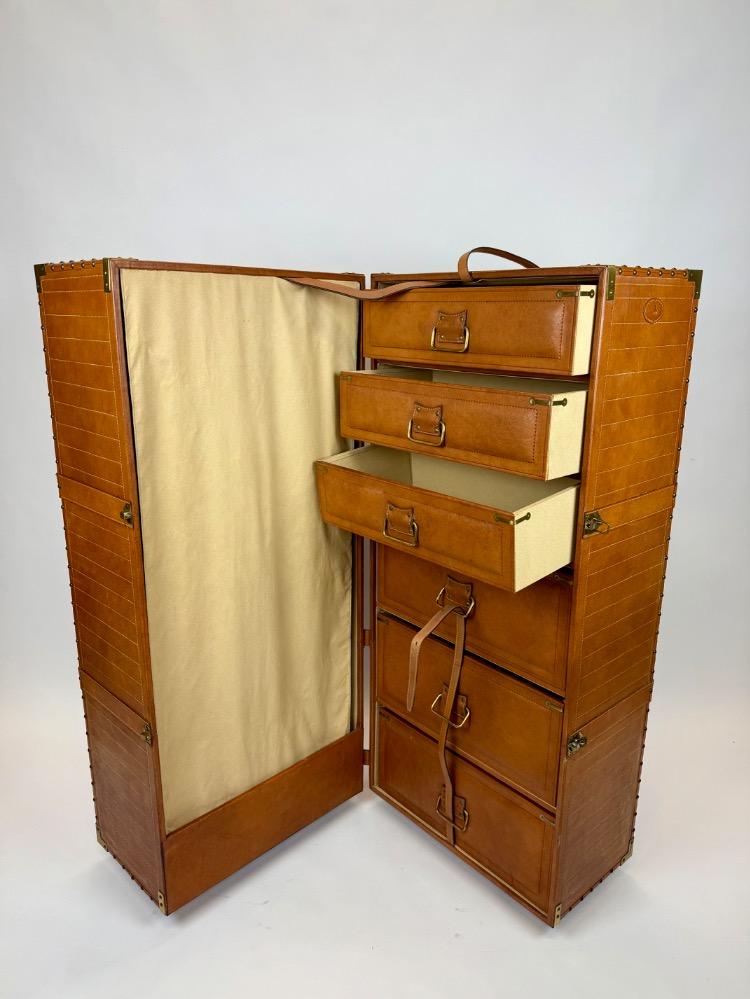 Leather wardrobe trunk by Lancetti. 