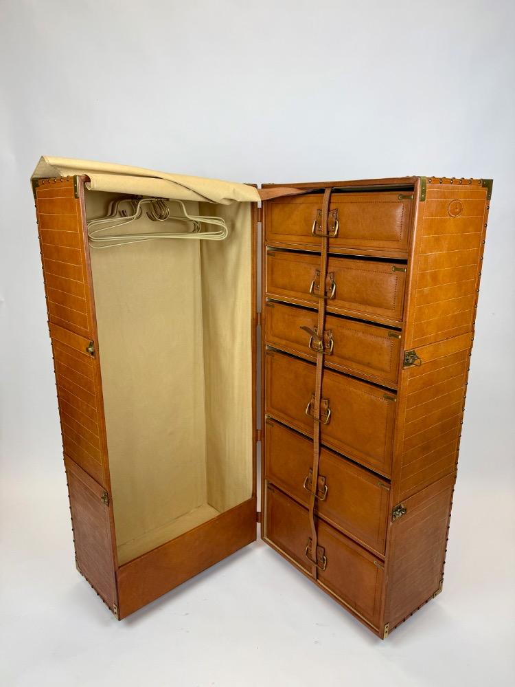 Leather wardrobe trunk by Lancetti. 
