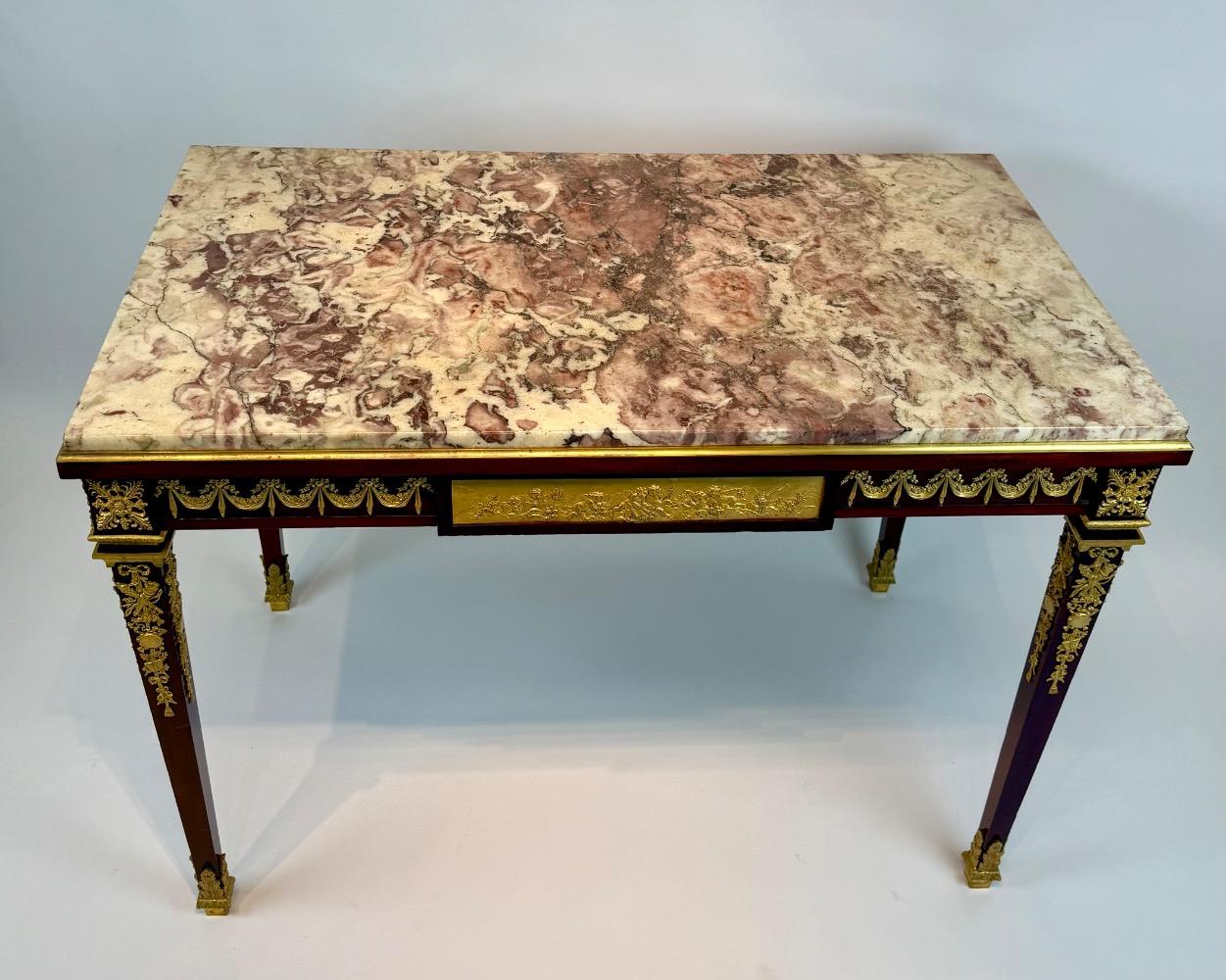 Louis XVI–Style Gilt-Bronze Mounted Mahogany Table à Écrire / writing table. 
