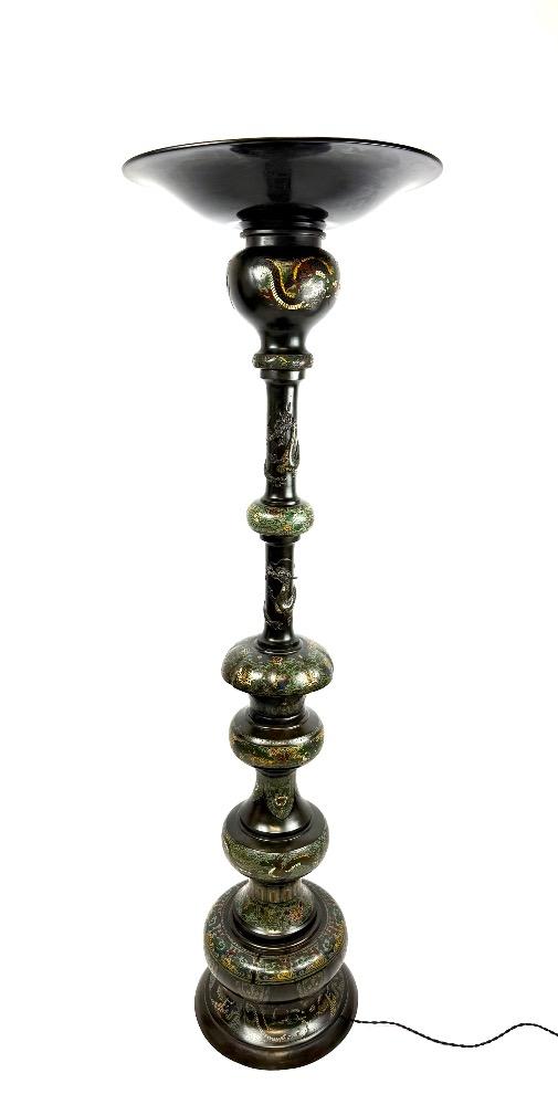 Oriental style floor lamp in cloisonné. 
