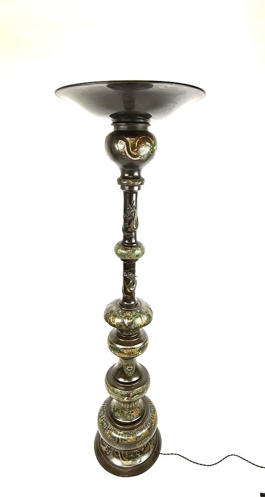 Oriental style floor lamp in cloisonné. 