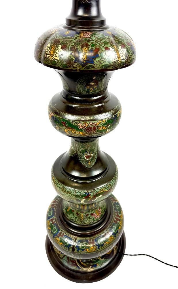 Oriental style floor lamp in cloisonné. 