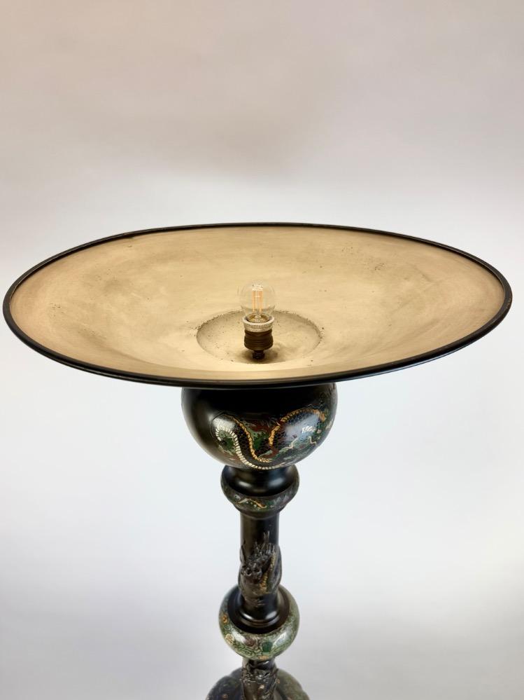Oriental style floor lamp in cloisonné. 