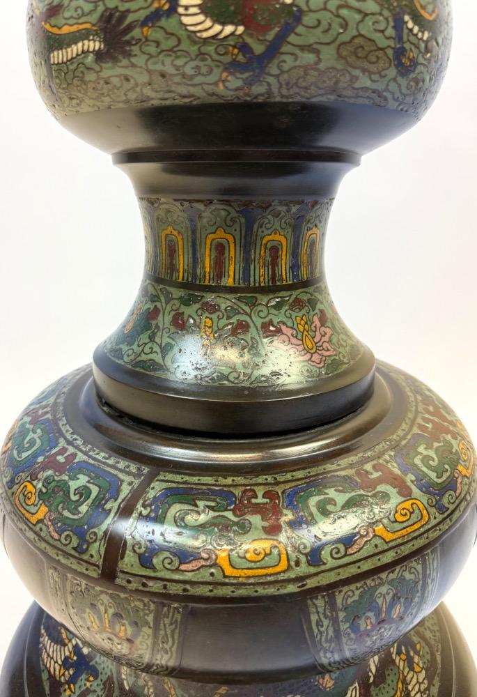 Oriental style floor lamp in cloisonné. 