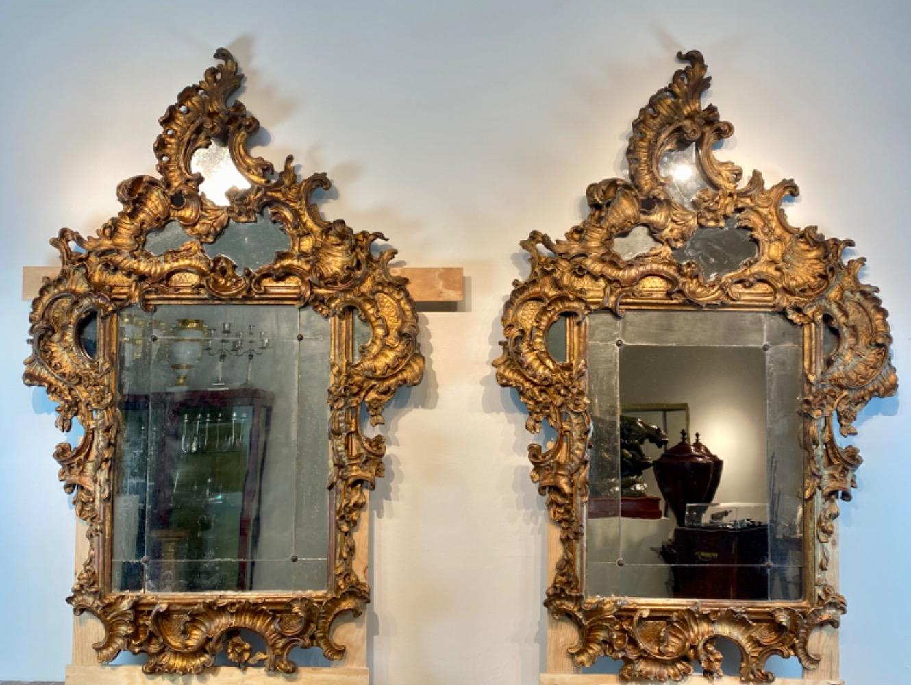 Pair 18th century Venetian mirrors